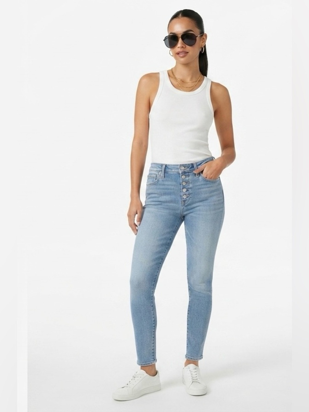 Lucky Brand High-Rise Light Blue Button-Fly Skinny Jeans